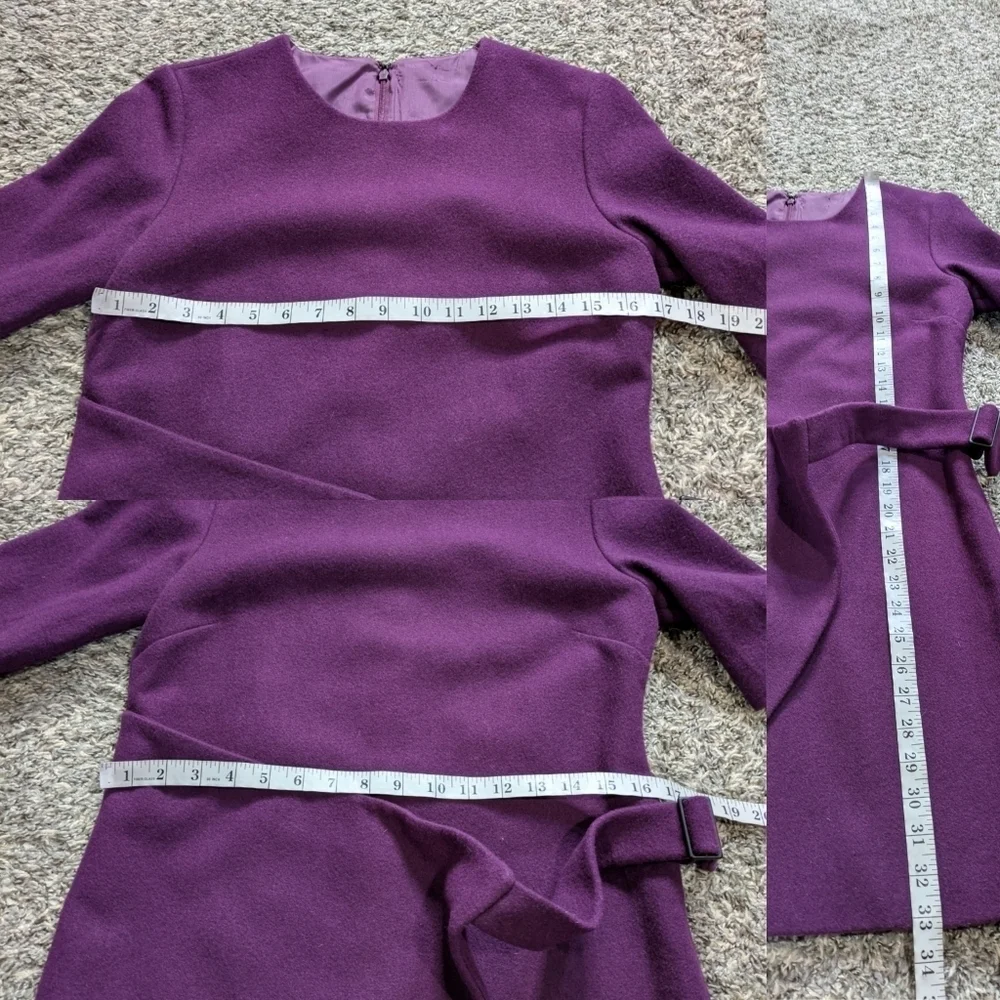 Kate Spade Saturday Purple Belted Short Sleeve Wool Midi Wrap Dress L